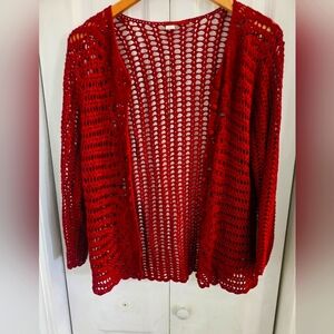 Red Crocheted Women's Sweater Size L